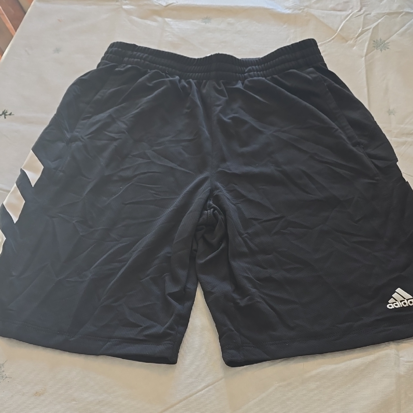 Adidas Boy's Black Athletic Shorts With White Stripes